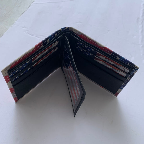 5" USA FLAG AMERICANA WALLET LEATHER BIFOLD WALLET