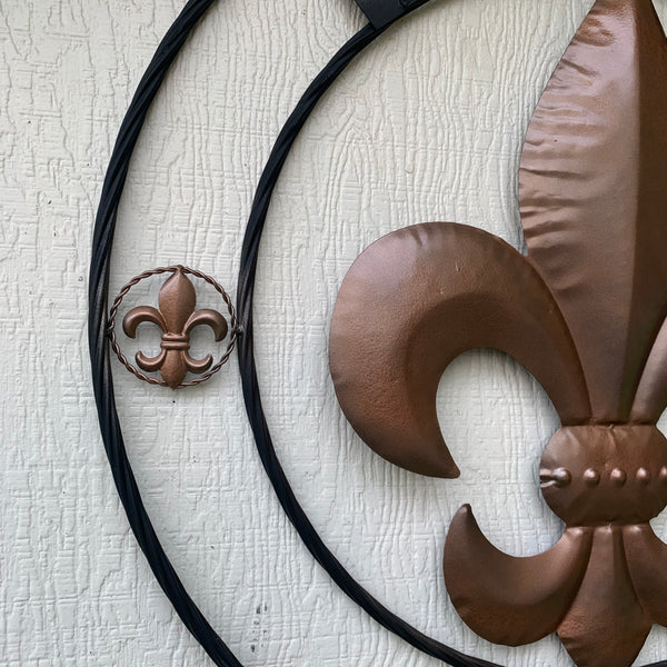 FORD STYLE YOUR CUSTOM NAME FLEUR DE LIS METAL TWISTED ROPE RING SIGN WALL ART WESTERN HOME DECOR HANDMADE 24", 32", 36"