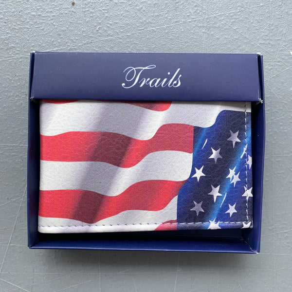 5" USA FLAG AMERICANA WALLET LEATHER BIFOLD WALLET