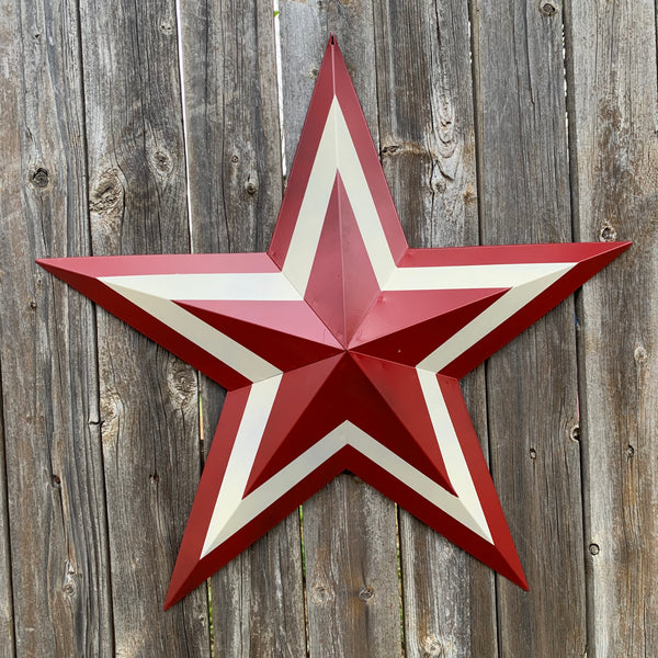 12",16",24",30",36" RED WHITE METAL BARN STAR METAL WALL ART HANDMADE