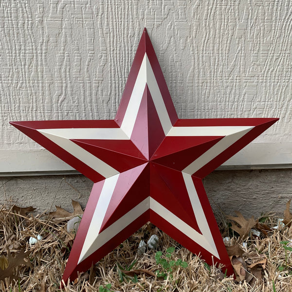 12",16",24",30",36" RED WHITE METAL BARN STAR METAL WALL ART HANDMADE