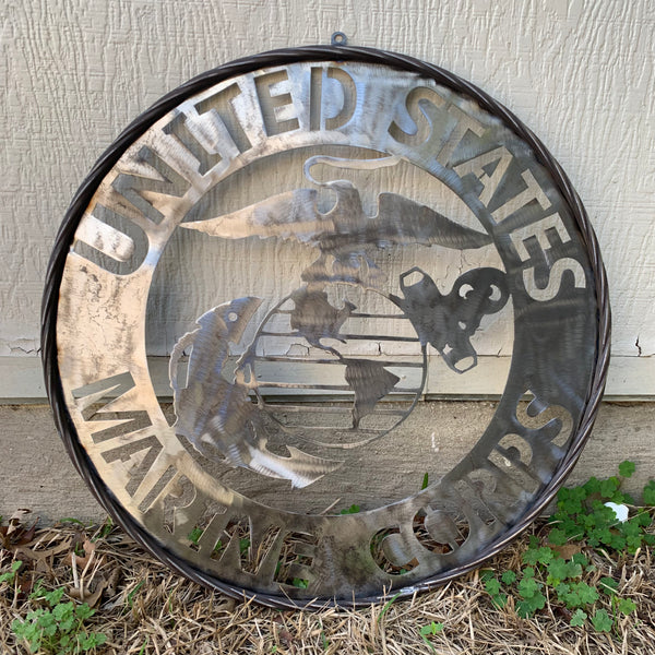 24" US MARINE CORPS MILITARY LASERCUT RAW METAL WALL ART WESTERN HOME DECOR HANDMADE NO PAINT