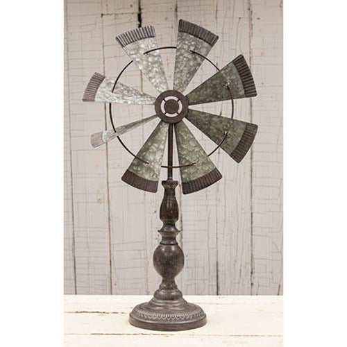 ITEM# CH_G90359 24" WINDMILL PEDESTAL FARMHOUSE WALL ART METAL WESTERN HOME DECOR NEW