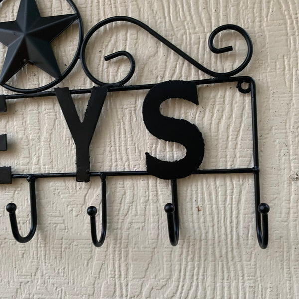 16"x10" LONESTAR KEYS HOLDER METAL HOOKS HANDMADE USA WALL ART METAL WESTERN HOME DECOR NEW BLACK