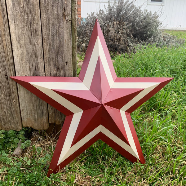12",16",24",30",36" RED WHITE METAL BARN STAR METAL WALL ART HANDMADE