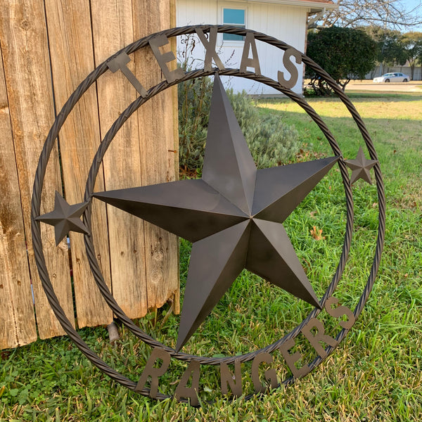 TEXAS RANGERS BLACK LONE STAR METAL TEAM WESTERN HOME DECOR CRAFT