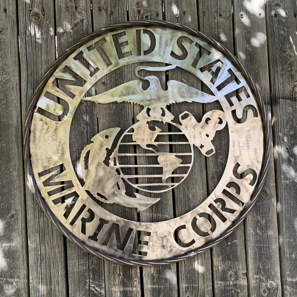 24" US MARINE CORPS MILITARY LASERCUT RAW METAL WALL ART WESTERN HOME DECOR HANDMADE NO PAINT