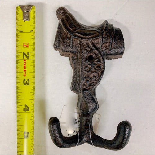 5" HORSE SADDLE HOOK CAST IRON WALL ART METAL WESTERN HOME DECOR NEW