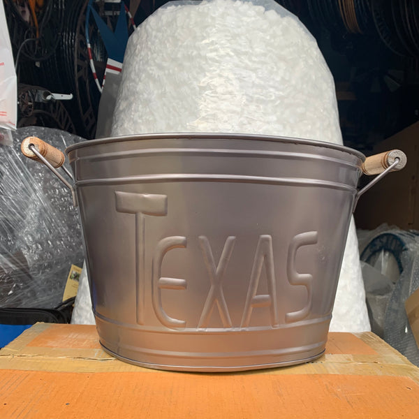 18" TEXAS BUCKET SILVER METAL OVAL TUB WESTERN HOME DECOR METAL ART--BRAND NEW