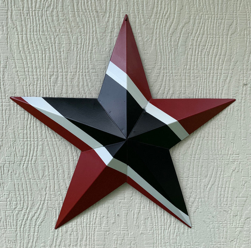 TRINIDAD FLAG STAR RED BLACK & WHITE METAL BARN FLAG STAR METAL WALL ART WESTERN HOME DECOR HANDMADE #EH10476