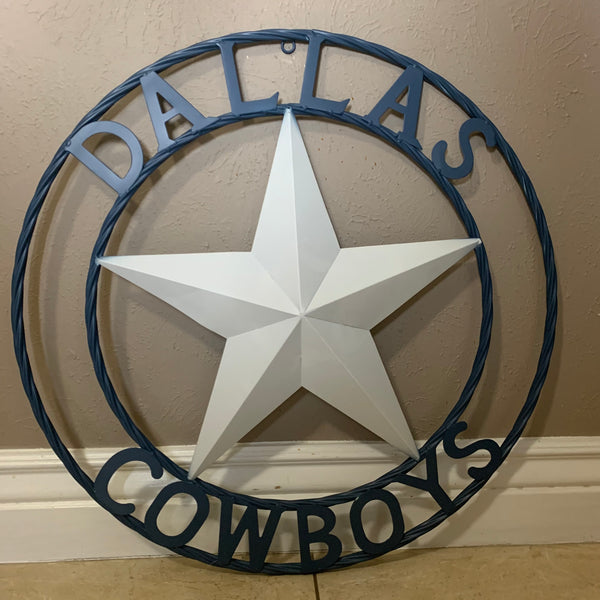 DALLAS COWBOYS STAR METAL BARN LONE STAR WESTERN HOME DECOR BLUE & WHITE STAR, SIZE:24",32",36",40",42",44",46",50"