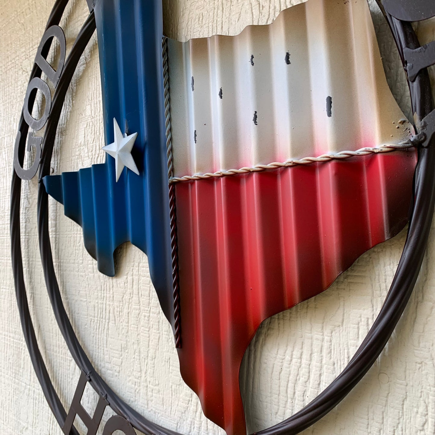 24" WAVY GOD BLESS PUR HOME STATE OF TEXAS METAL CRAFT SIN WESTERN HOME DECOR HANDMADE NEW #EH12970