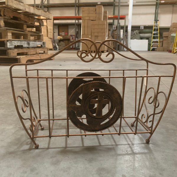 16" CROSS TEXAS MAP MAGAZINE HOLDER RACK WESTERN HOME DECOR METAL NEW ART #EH12037