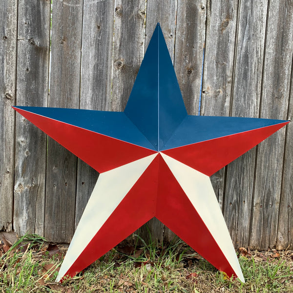 16",24",36" RED WHITE & BLUE METAL BARN STAR METAL WALL ART WESTERN HOME DECOR HANDMADE NEW ART #EH12939