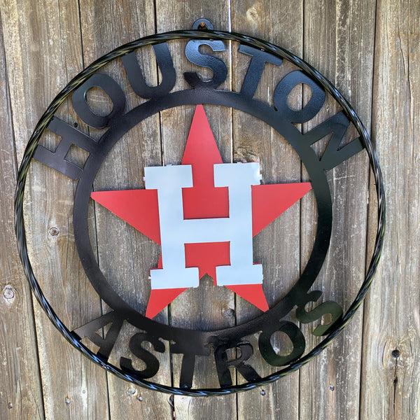 12",18",24",32",36" HOUSTON ASTROS ORANGE WHITE & BLACK CUSTOM METAL VINTAGE CRAFT WALL ART