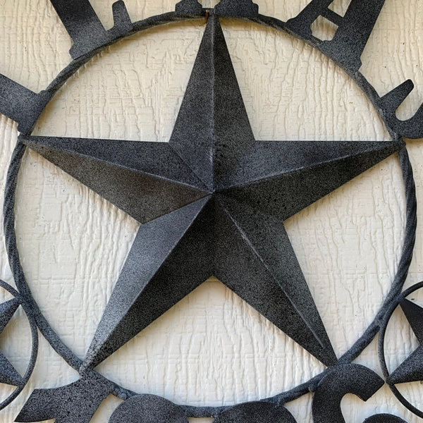 20" DISTRESSED BLACK TEXAS 1836 BARN LONE STAR TWO TONE METAL ART WESTERN HOME DECOR VINTAGE RUSTIC DARK BRONZE NEW