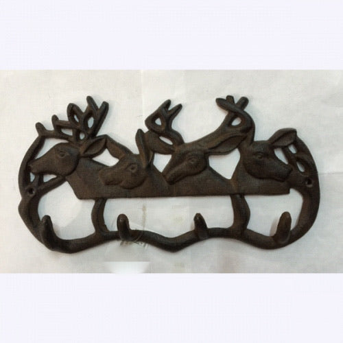 11"x7" ELK KEY HOLDER HOOK CAST IRON WALL ART METAL WESTERN HOME DECOR NEW