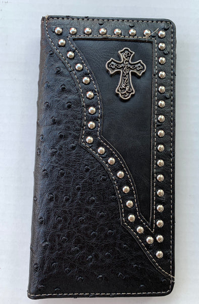 WESTERN CROSS CHECKBOOK BI FOLD MEN'S LEATHER BLACK WALLET