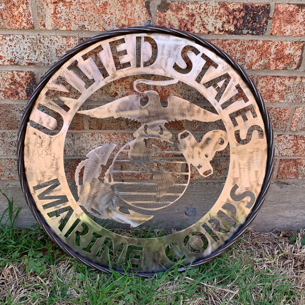 24" US MARINE CORPS MILITARY LASERCUT RAW METAL WALL ART WESTERN HOME DECOR HANDMADE NO PAINT
