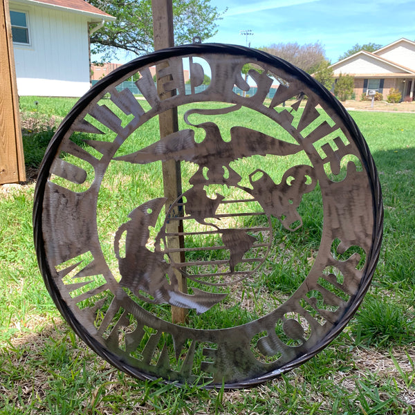 24" US MARINE CORPS MILITARY LASERCUT RAW METAL WALL ART WESTERN HOME DECOR HANDMADE NO PAINT