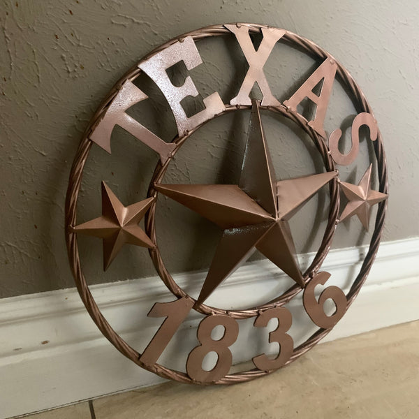 16", 20", 24", 32" TEXAS 1836 HAMMERED COPPER  BARN STAR METAL WALL WESTERN HOME DECOR RED WHITE BLUE ART