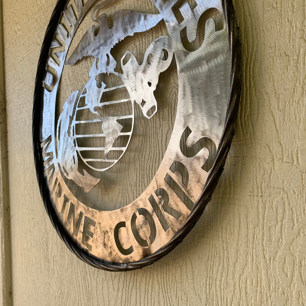 24" US MARINE CORPS MILITARY LASERCUT RAW METAL WALL ART WESTERN HOME DECOR HANDMADE NO PAINT