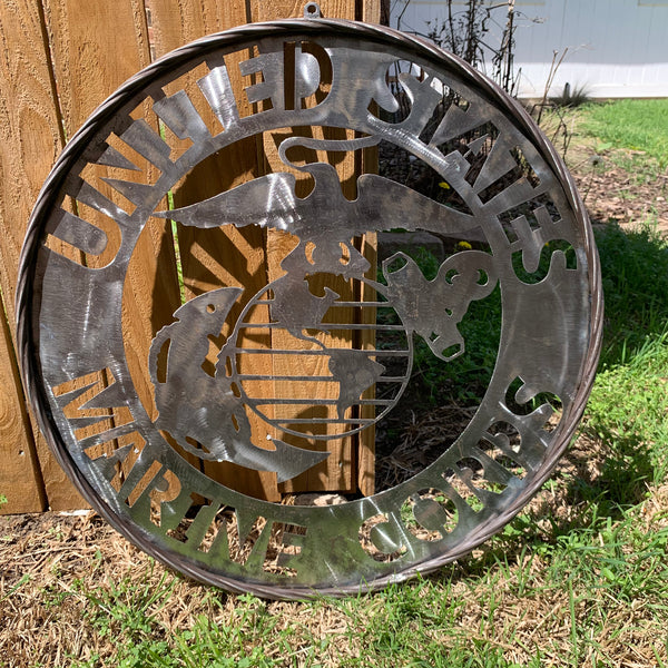 24" US MARINE CORPS MILITARY LASERCUT RAW METAL WALL ART WESTERN HOME DECOR HANDMADE NO PAINT