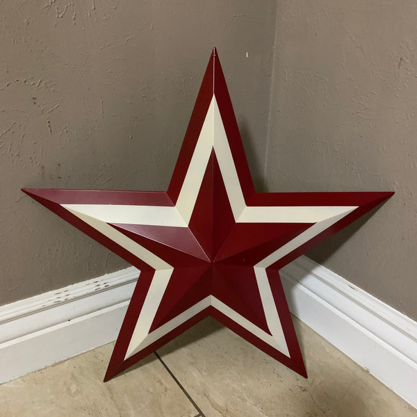 12",16",24",30",36" RED WHITE METAL BARN STAR METAL WALL ART HANDMADE