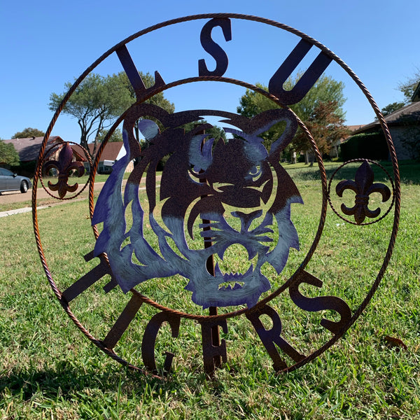 12,18",24",32" LSU TIGERS PURPLE WHITE CUSTOM METAL TEAM VINTAGE CRAFT HANDMADE