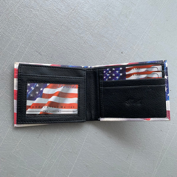 5" USA FLAG AMERICANA WALLET LEATHER BIFOLD WALLET