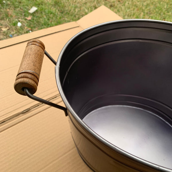 18" TEXAS BUCKET SILVER METAL OVAL TUB WESTERN HOME DECOR METAL ART--BRAND NEW