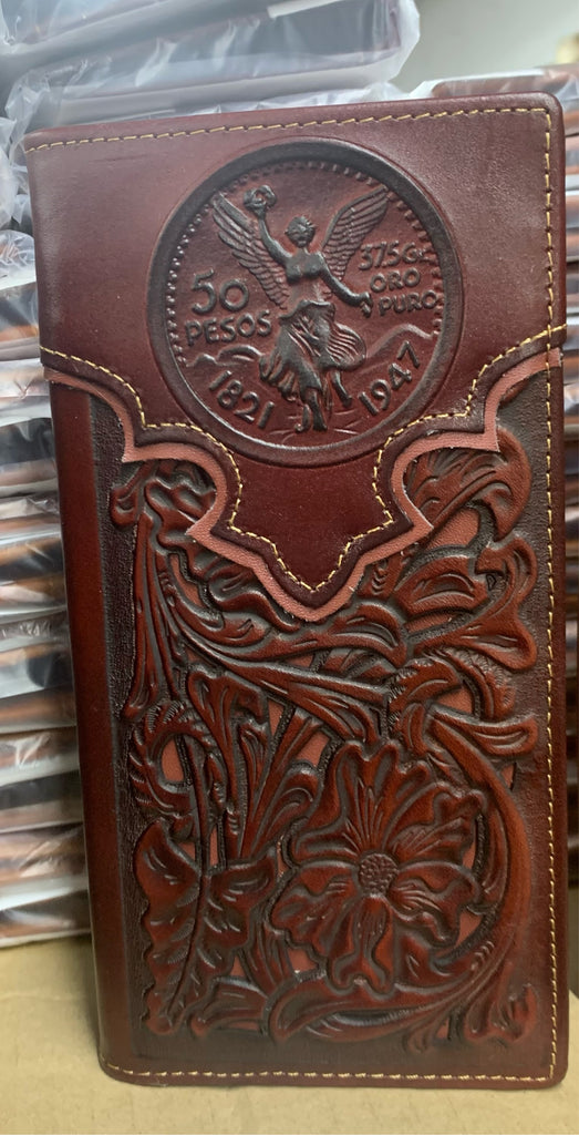 GENUINE LEATHER WESTERN CHECKBOOK MEN'S WALLET WESTERN FASHION