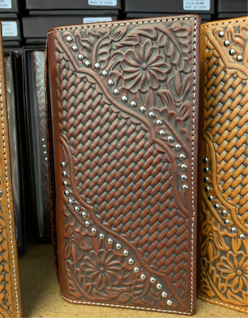 GENUINE LEATHER WESTERN CHECKBOOK MEN'S WALLET WESTERN FASHION