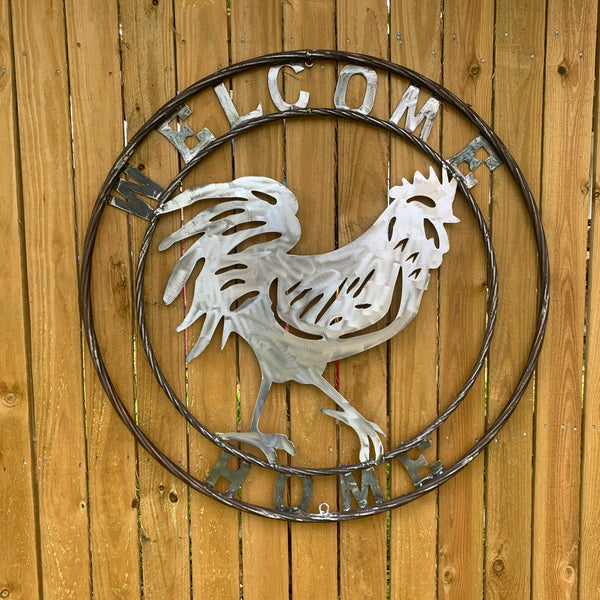 YOUR CUSTOM NAME ROOSTER LASERCUT RAW METAL ART WITH RING DESIGN WESTERN METAL ANIMAL ART HOME WALL DECOR BRAND NEW