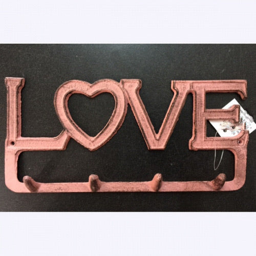 9.5"x4.5" LOVE KEY HOLDER HOOK CAST IRON WALL ART METAL WESTERN HOME DECOR NEW