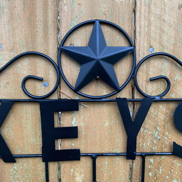16"x10" LONESTAR KEYS HOLDER METAL HOOKS HANDMADE USA WALL ART METAL WESTERN HOME DECOR NEW BLACK