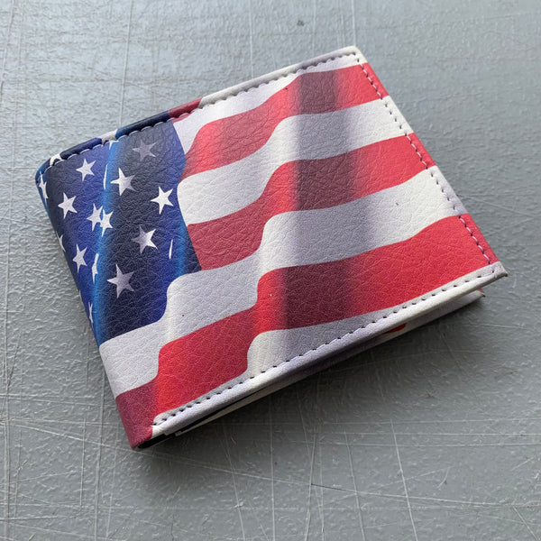 5" USA FLAG AMERICANA WALLET LEATHER BIFOLD WALLET