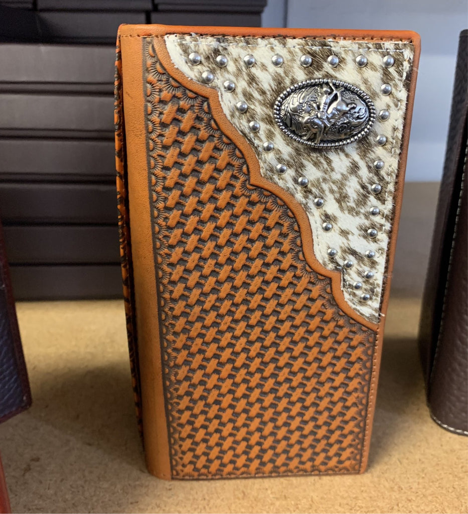 GENUINE LEATHER WESTERN CHECKBOOK MEN'S WALLET WESTERN FASHION
