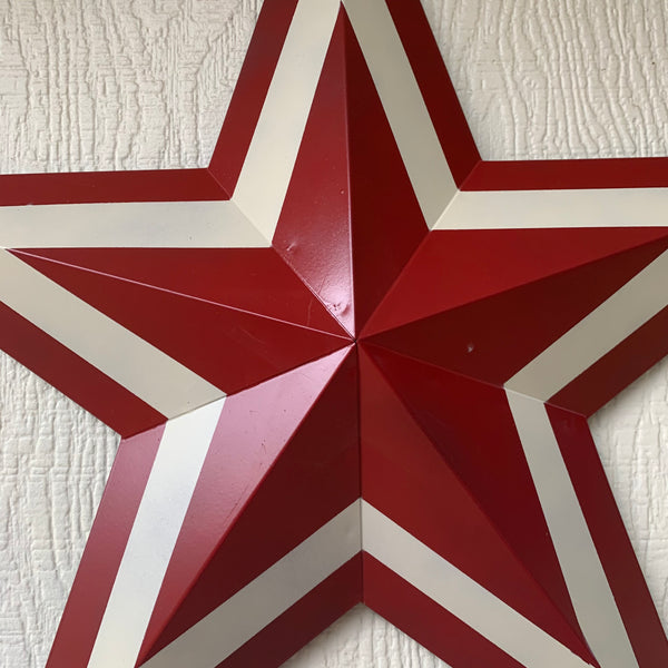 12",16",24",30",36" RED WHITE METAL BARN STAR METAL WALL ART HANDMADE