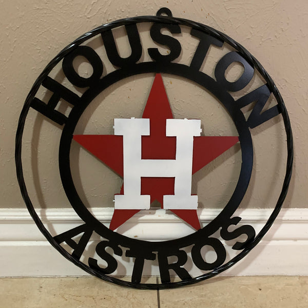 12",18",24",32",36" HOUSTON ASTROS ORANGE WHITE & BLACK CUSTOM METAL VINTAGE CRAFT WALL ART