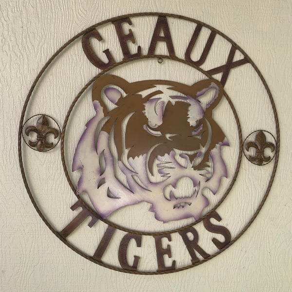12",18", 24", 32", 36" GEAUX TIGERS CUSTOM METAL VINTAGE CRAFT SIGN TEAM HANDMADE