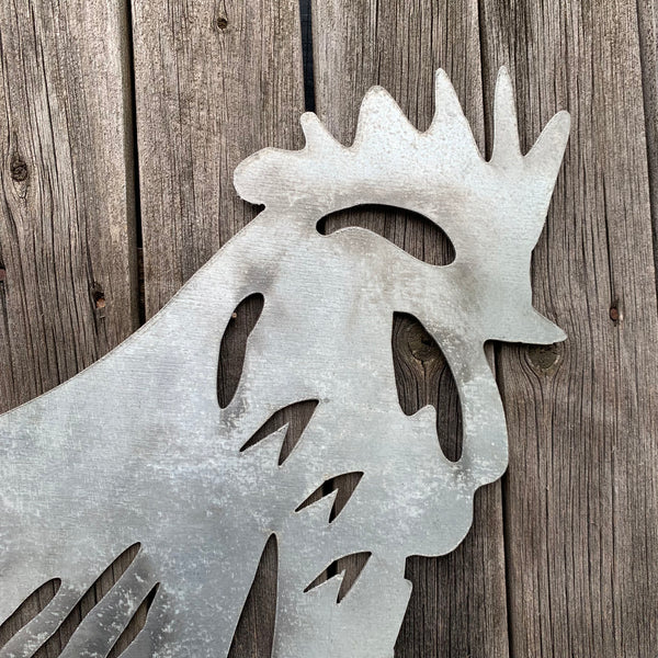 28"  X 28" CUSTOM ROOSTER LASERCUT ART WITH RING DESIGN WESTERN METAL ANIMAL ART HOME WALL DECOR BRAND NEW