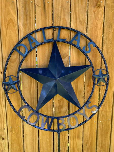 24" STAR & 34" STAKE DALLAS COWBOYS DECOR METAL ART WESTERN HOME WALL DECOR ALL NAVY BLUE STAR WITH 34" STAKE