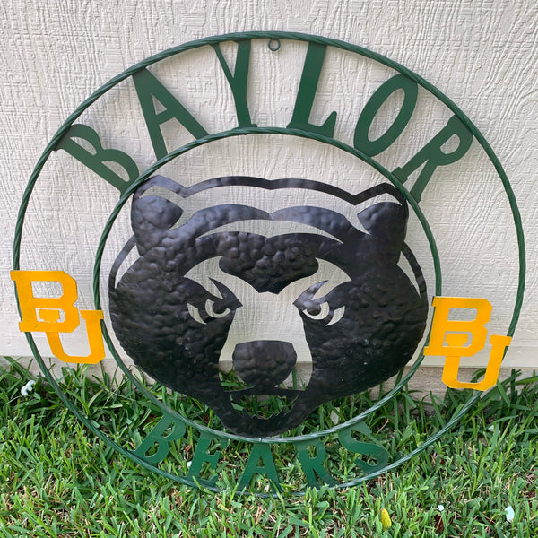 12",18",24",32" BAYLOR BEARS CUSTOM METAL VINTAGE CRAFT SIGN WESTERN HOME DECOR HANDMADE