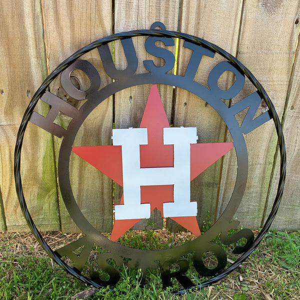 12",18",24",32",36" HOUSTON ASTROS ORANGE WHITE & BLACK CUSTOM METAL VINTAGE CRAFT WALL ART