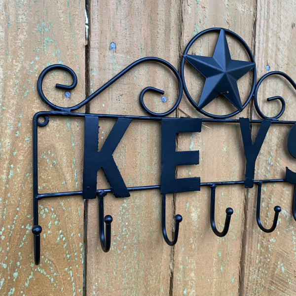 16"x10" LONESTAR KEYS HOLDER METAL HOOKS HANDMADE USA WALL ART METAL WESTERN HOME DECOR NEW BLACK