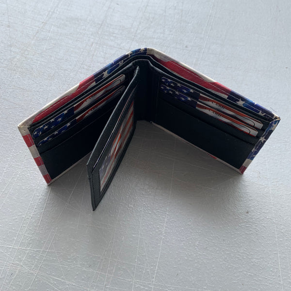 5" USA FLAG AMERICANA WALLET LEATHER BIFOLD WALLET