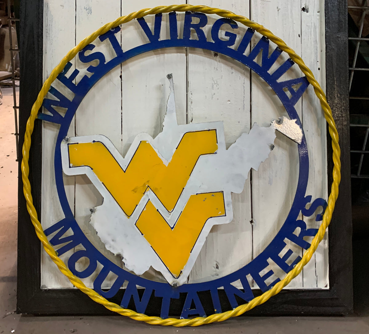 WEST VIRGINIA CUSTOM METAL VINTAGE CRAFT METAL TEAM SIGN HANDMADE 24",36"
