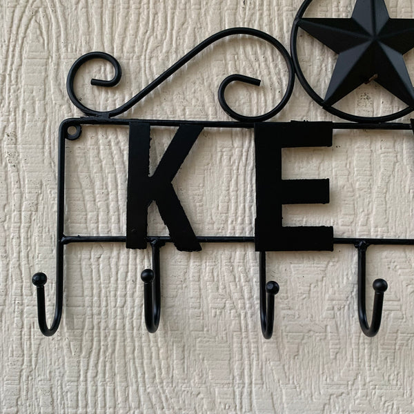 16"x10" LONESTAR KEYS HOLDER METAL HOOKS HANDMADE USA WALL ART METAL WESTERN HOME DECOR NEW BLACK