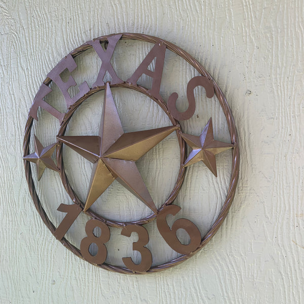 16", 20", 24", 32" TEXAS 1836 HAMMERED COPPER  BARN STAR METAL WALL WESTERN HOME DECOR RED WHITE BLUE ART